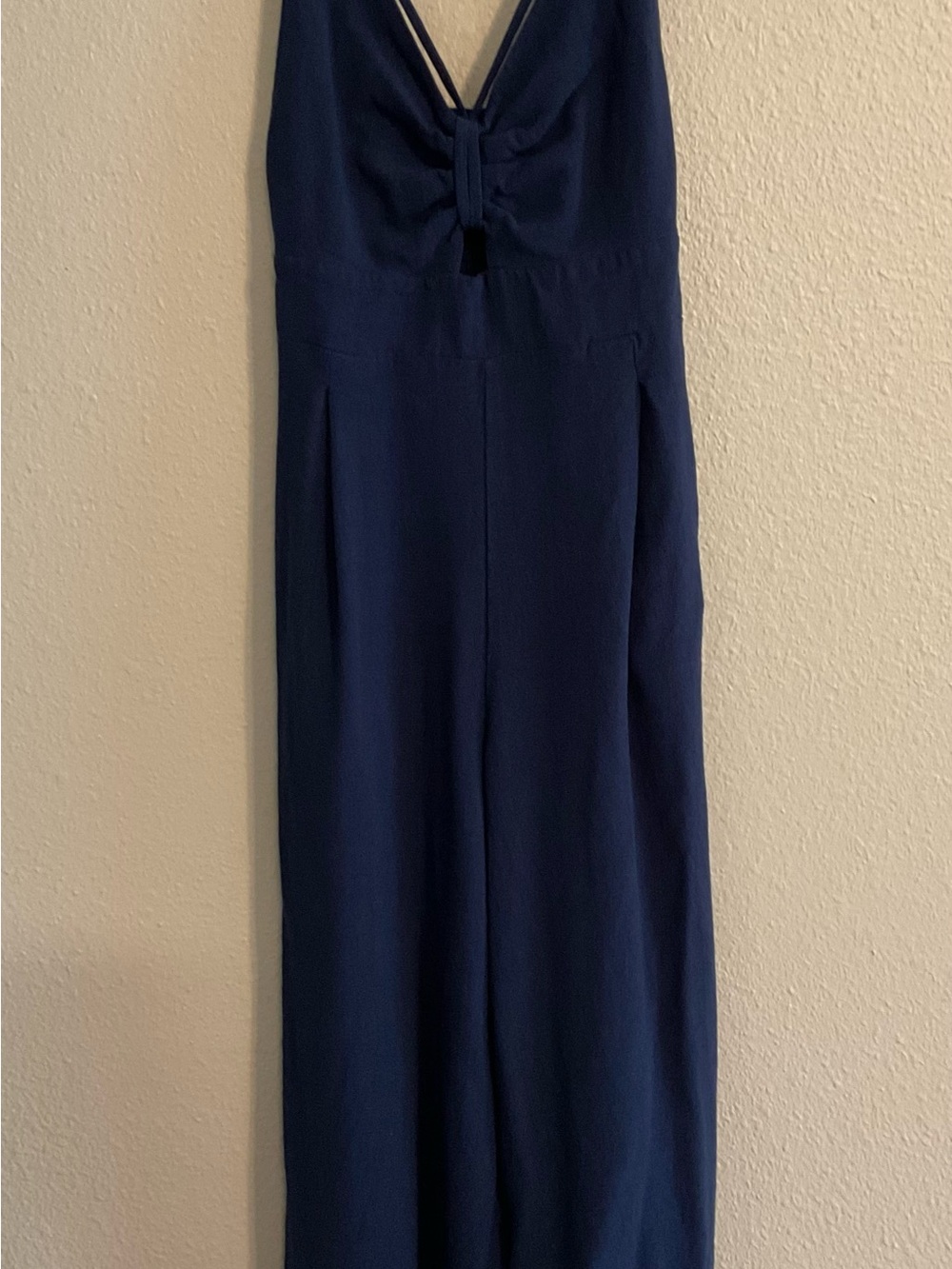 Sleeveless Navy Jumpsuit with Front Knot